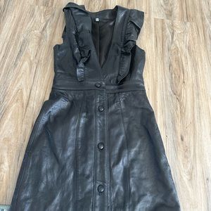 Genuine Black Leather Mini Dress XXS